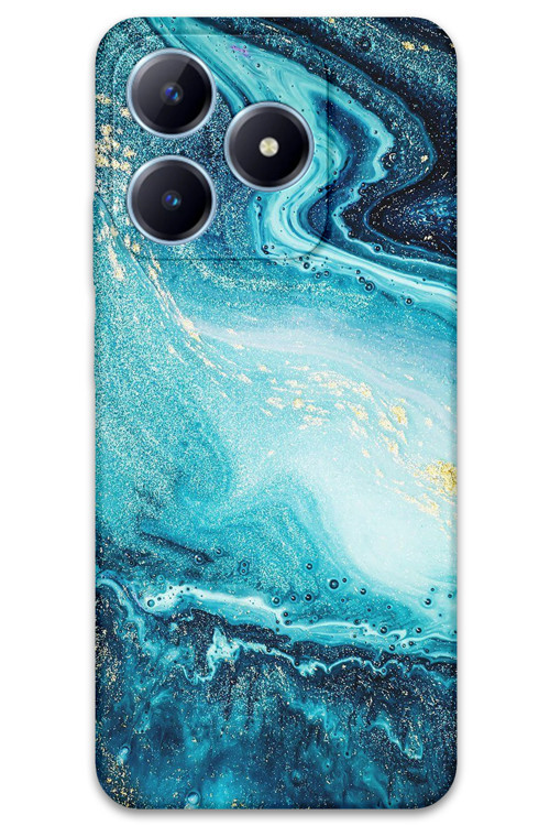 Realme Note 50 Uyumlu Mermer Desenli Telefon Kılıfı + Ekran Koruyucu - 5818
