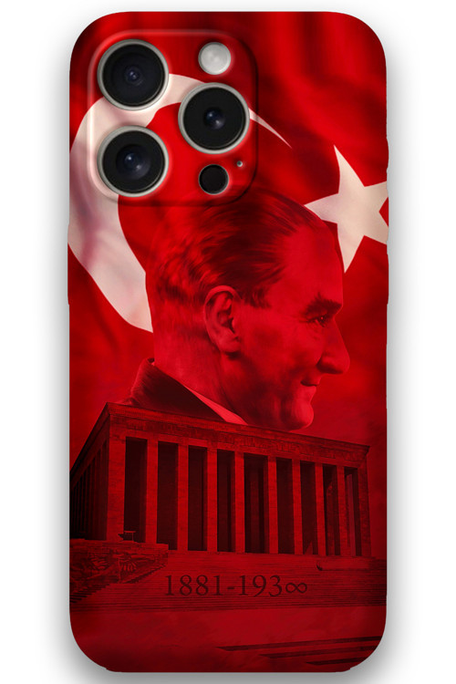 İphone 15 Pro Uyumlu Atatürk Desenli Telefon Kılıfı + Ekran Koruyucu - 5848