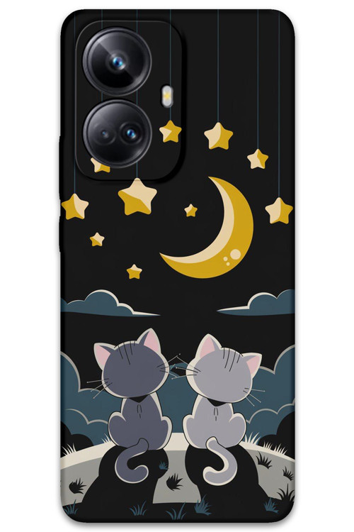 Realme 10 Pro Plus Uyumlu Kedi Desenli Telefon Kılıfı + Ekran Koruyucu - 5809