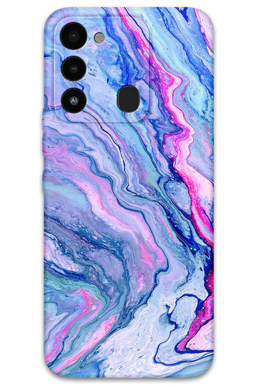 Tecno Spark 8C Uyumlu Mermer Desenli Telefon Kılıfı + Ekran Koruyucu - 5816