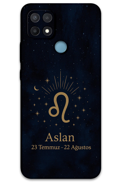 Oppo A15 Uyumlu Aslan Burcu Desenli Telefon Kılıfı + Ekran Koruyucu - 5772