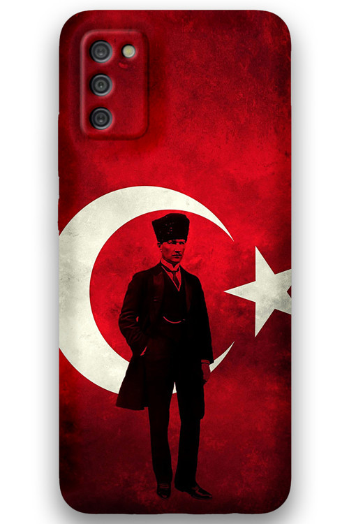 Galaxy A02S Uyumlu Atatürk Desenli Telefon Kılıfı + Ekran Koruyucu - 5849