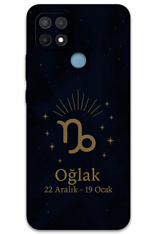 Oppo A15 Uyumlu Oğlak Burcu Desenli Telefon Kılıfı + Ekran Koruyucu - 5777