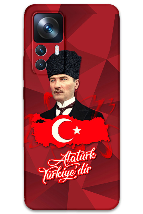 Xiaomi Mi 12T Pro Uyumlu Atatürk Desenli Telefon Kılıfı + Ekran Koruyucu - 5851