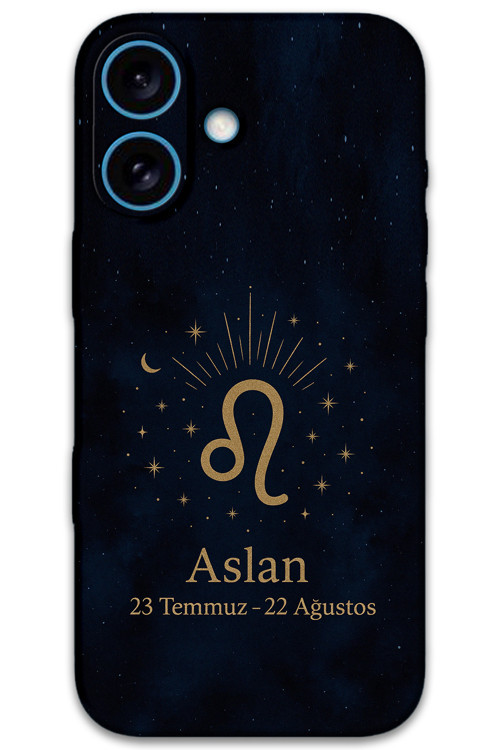 İphone 16 Uyumlu Aslan Burcu Desenli Telefon Kılıfı + Ekran Koruyucu - 5772