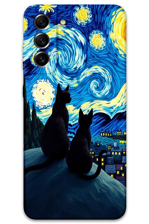 Galaxy S22 Plus Uyumlu Kedi Desenli Telefon Kılıfı + Ekran Koruyucu - 5782