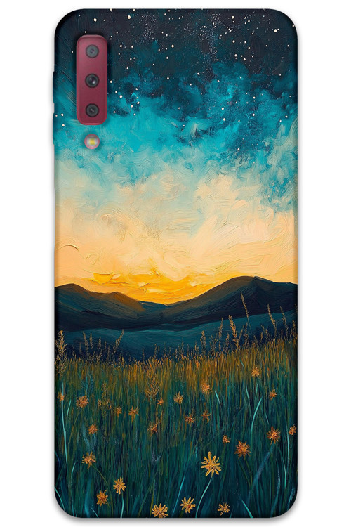 Galaxy A7 2018 Uyumlu Uzay Desenli Telefon Kılıfı + Ekran Koruyucu - 5871