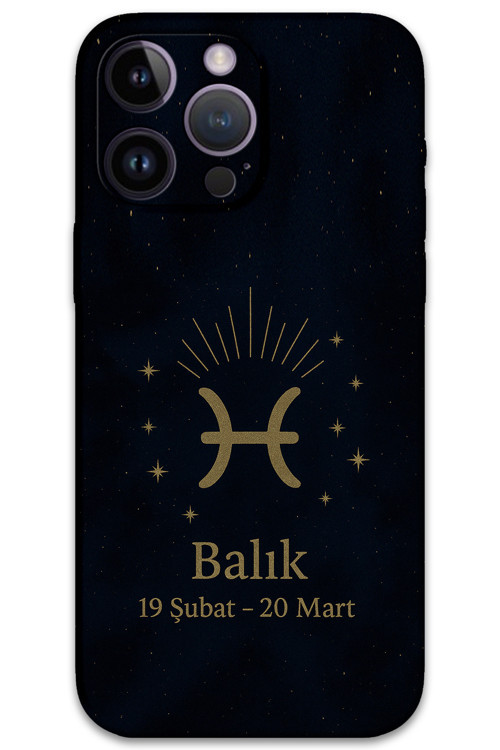 İphone 14 Pro Uyumlu Balık Burcu Desenli Telefon Kılıfı + Ekran Koruyucu - 5779