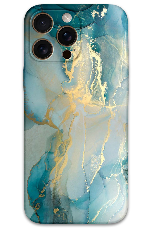 İphone 16 Pro Uyumlu Mermer Desenli Telefon Kılıfı + Ekran Koruyucu - 5814