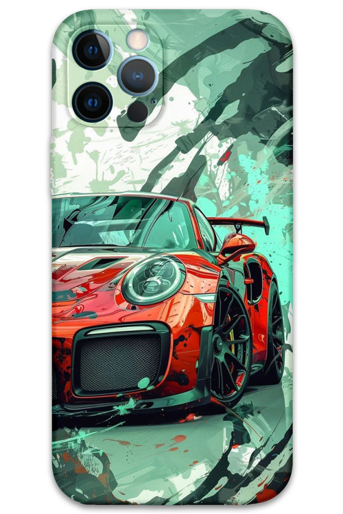 İphone 12 Pro Uyumlu Araba Desenli Telefon Kılıfı + Ekran Koruyucu - 5765