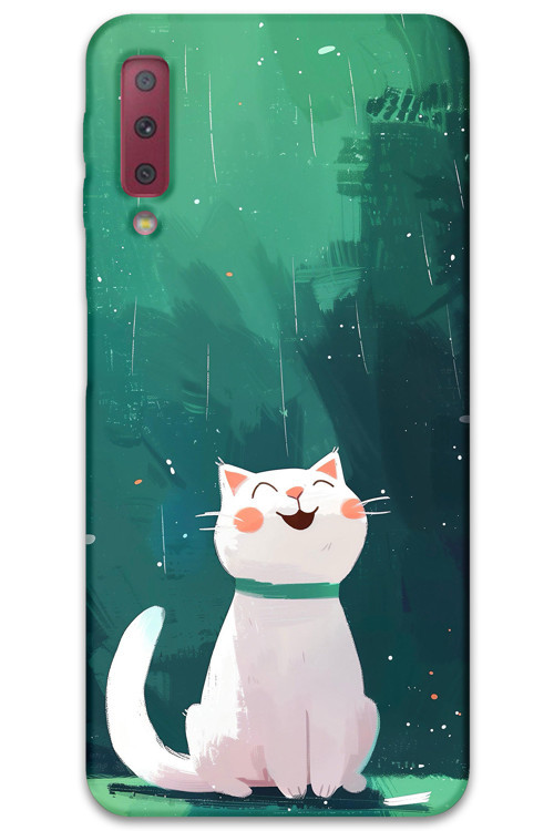 Galaxy A7 2018 Uyumlu Kedi Desenli Telefon Kılıfı + Ekran Koruyucu - 5781