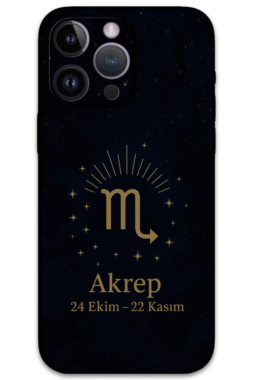 İphone 14 Pro Uyumlu Akrep Burcu Desenli Telefon Kılıfı + Ekran Koruyucu - 5775