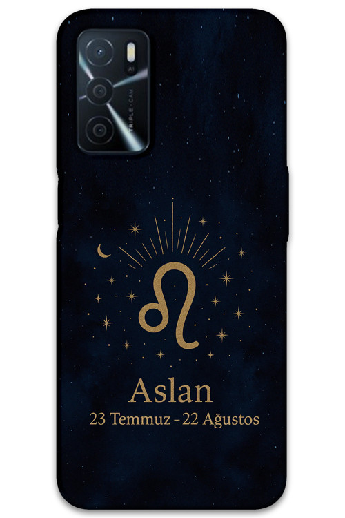 Oppo A16 Uyumlu Aslan Burcu Desenli Telefon Kılıfı + Ekran Koruyucu - 5772