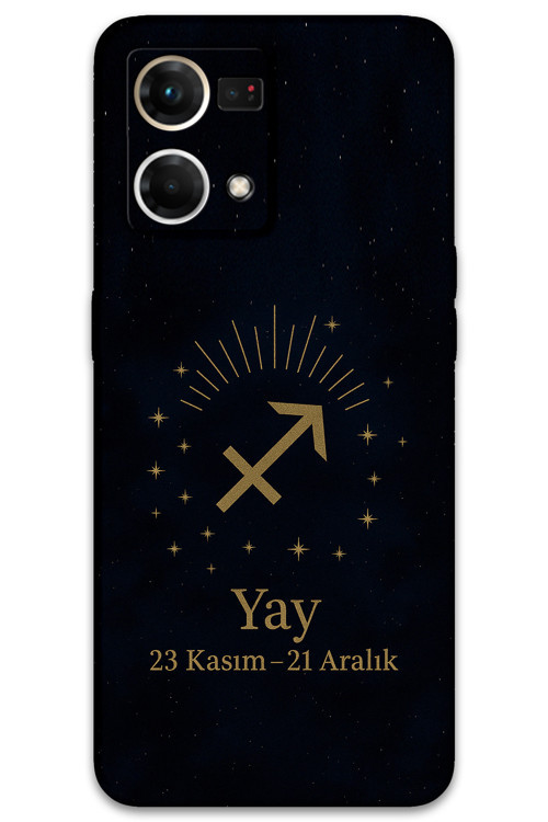 Oppo Reno 7 Uyumlu Yay Burcu Desenli Telefon Kılıfı + Ekran Koruyucu - 5776