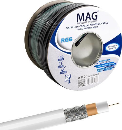MAG RG6/U6 BAKIR CU/CU 80 TEL YEŞİL ANTEN KABLOSU (100 METRE)