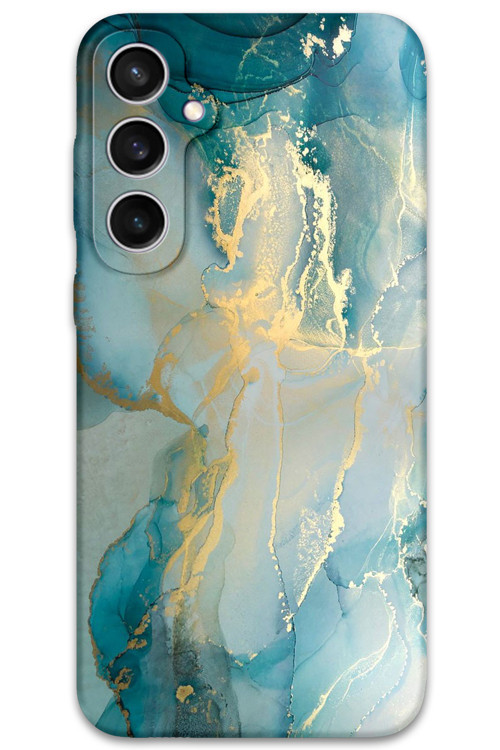 Galaxy S24 Fe Uyumlu Mermer Desenli Telefon Kılıfı + Ekran Koruyucu - 5814