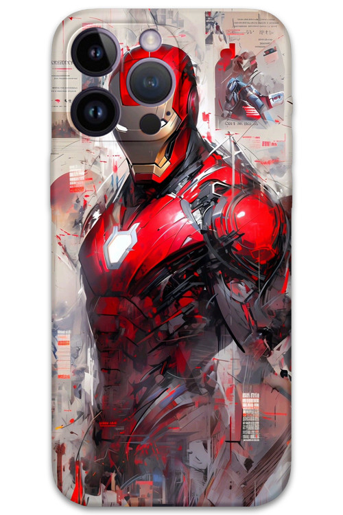 İphone 14 Pro Max Uyumlu İronman Desenli Telefon Kılıfı + Ekran Koruyucu - 5828