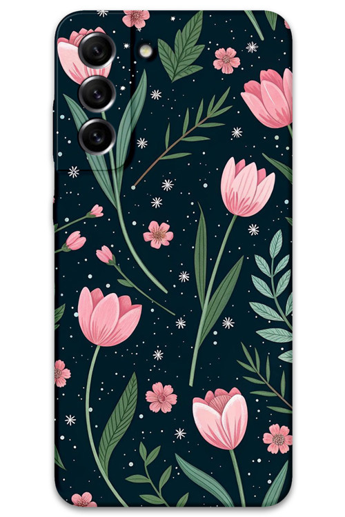 Galaxy S21 Fe Uyumlu Çiçek Desenli Telefon Kılıfı + Ekran Koruyucu - 5788