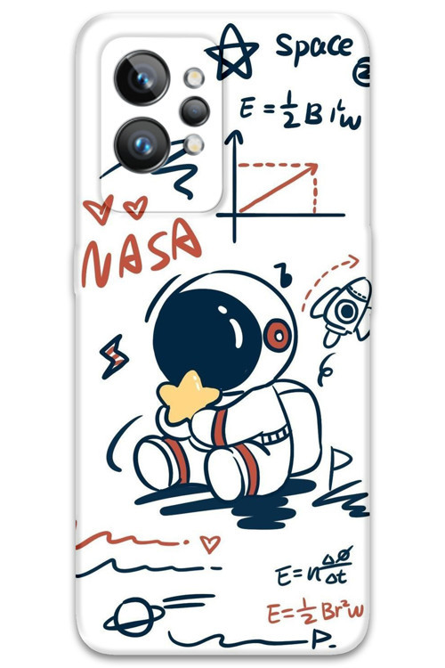 Realme Gt 2 Uyumlu Astronot Desenli Telefon Kılıfı + Ekran Koruyucu - 5858