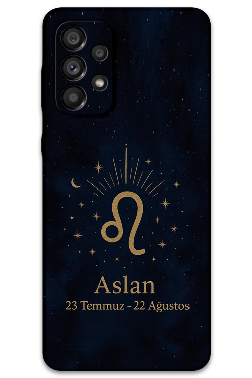 Galaxy A72 Uyumlu Aslan Burcu Desenli Telefon Kılıfı + Ekran Koruyucu - 5772