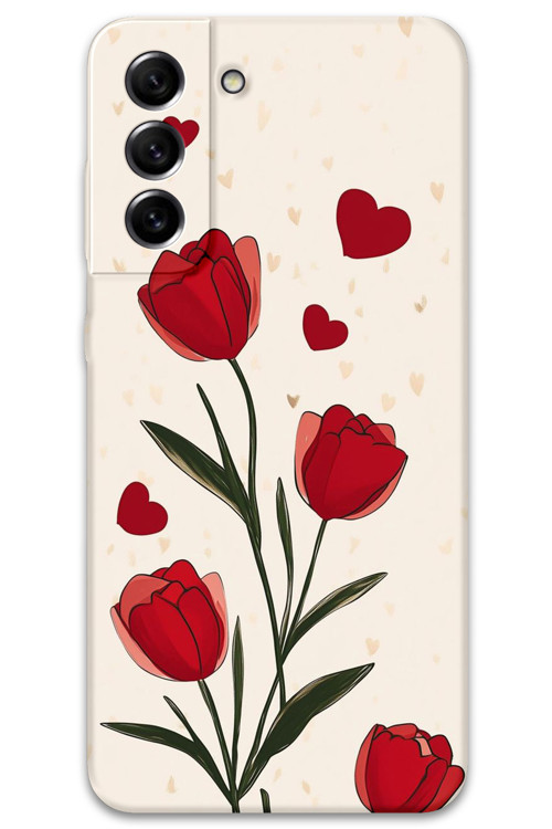 Galaxy S21 Fe Uyumlu Çiçek Desenli Telefon Kılıfı + Ekran Koruyucu - 5789