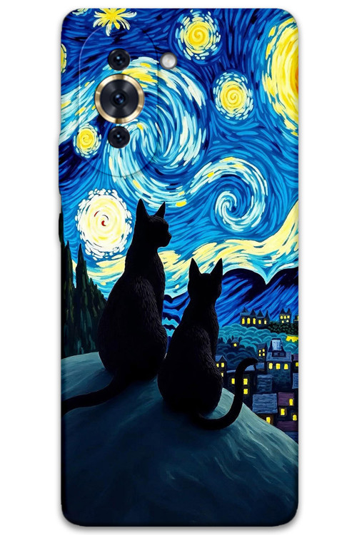Huawei Nova 10 Uyumlu Kedi Desenli Telefon Kılıfı + Ekran Koruyucu - 5782
