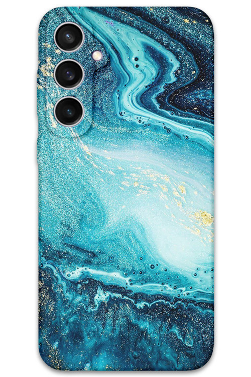 Galaxy S24 Fe Uyumlu Mermer Desenli Telefon Kılıfı + Ekran Koruyucu - 5818