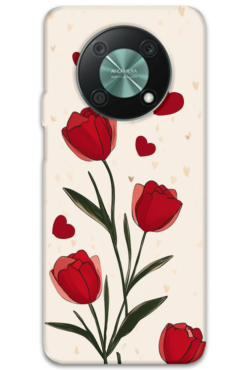 Huawei Nova Y90 Uyumlu Çiçek Desenli Telefon Kılıfı + Ekran Koruyucu - 5789