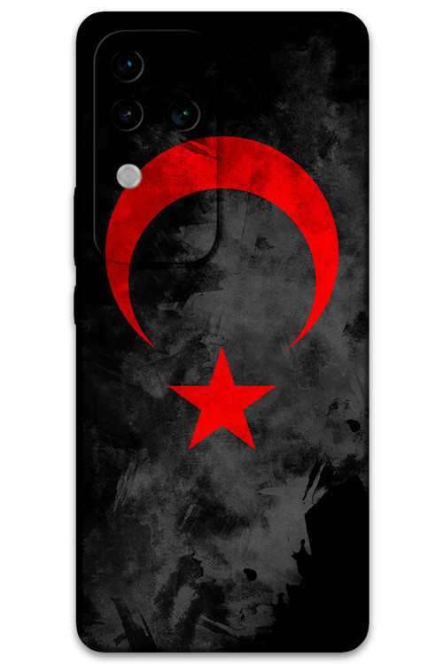Vivo V30 Uyumlu Türk Bayrağı Desenli Telefon Kılıfı + Ekran Koruyucu - 5852