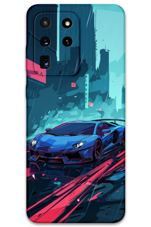 Galaxy S20 Ultra Uyumlu Araba Desenli Telefon Kılıfı + Ekran Koruyucu - 5763