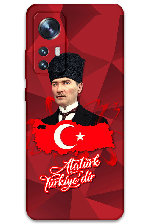 Xiaomi Mi 12 Pro Uyumlu Atatürk Desenli Telefon Kılıfı + Ekran Koruyucu - 5851