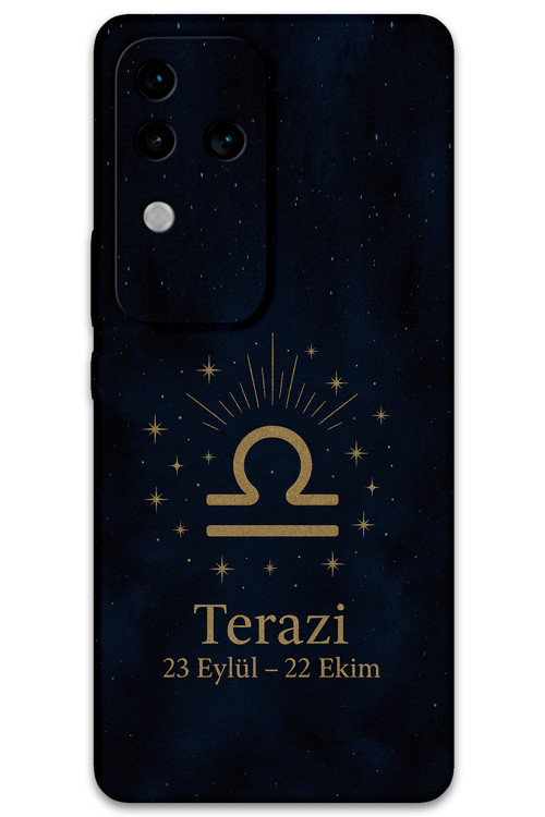 Vivo V30 Uyumlu Terazi Burcu Desenli Telefon Kılıfı + Ekran Koruyucu - 5774