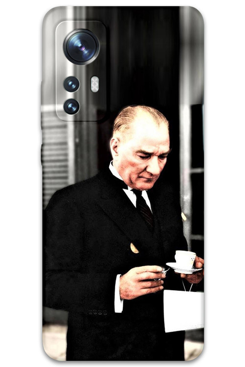 Xiaomi Mi 12 Pro Uyumlu Atatürk Desenli Telefon Kılıfı + Ekran Koruyucu - 5850