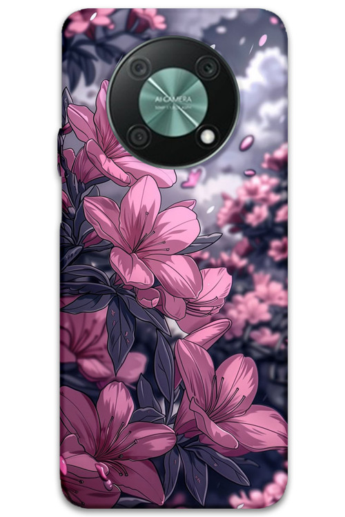 Huawei Nova Y90 Uyumlu Çiçek Desenli Telefon Kılıfı + Ekran Koruyucu - 5796