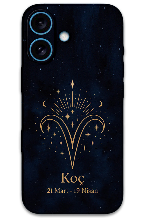 İphone 16 Uyumlu Koç Burcu Desenli Telefon Kılıfı + Ekran Koruyucu - 5768