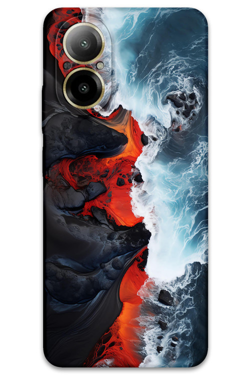 Realme 12 Lite Uyumlu Mermer Desenli Telefon Kılıfı + Ekran Koruyucu - 5811