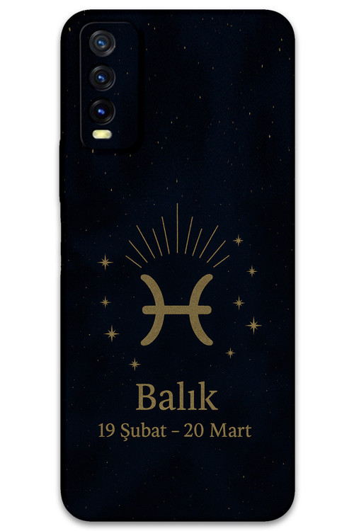 Vivo Y11S Uyumlu Balık Burcu Desenli Telefon Kılıfı + Ekran Koruyucu - 5779