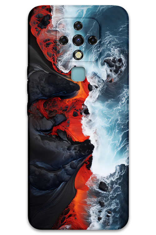Tecno Camon 16 Uyumlu Mermer Desenli Telefon Kılıfı + Ekran Koruyucu - 5811