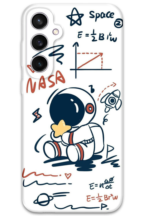 Galaxy S23 Uyumlu Astronot Desenli Telefon Kılıfı + Ekran Koruyucu - 5858