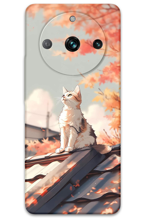 Realme 11 Pro Plus Uyumlu Kedi Desenli Telefon Kılıfı + Ekran Koruyucu - 5784