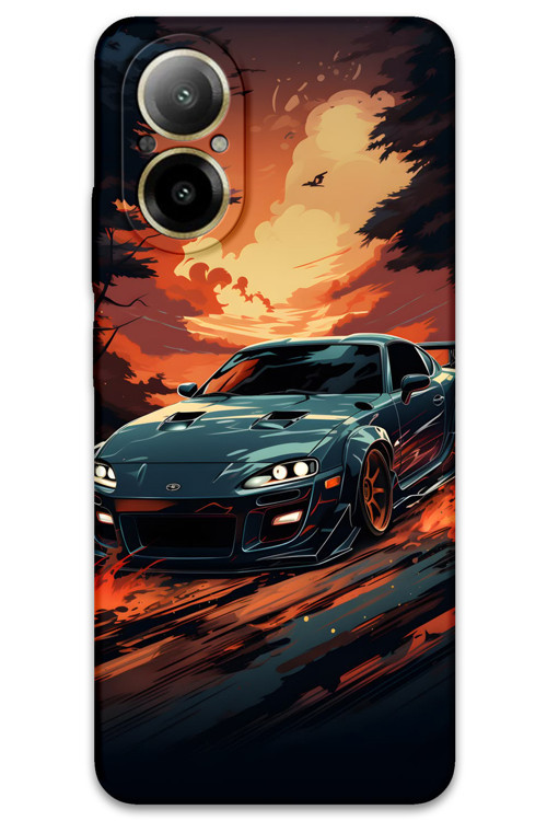 Realme 12 Lite Uyumlu Araba Desenli Telefon Kılıfı + Ekran Koruyucu - 5766