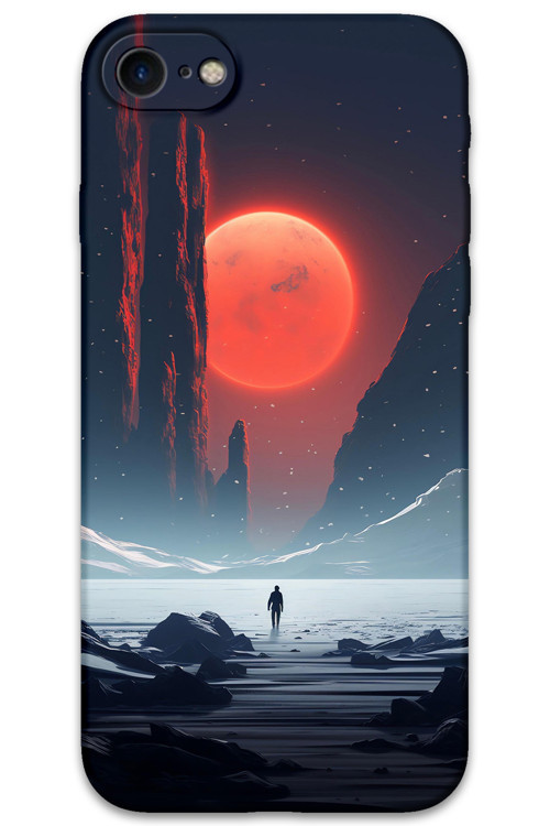 İphone Se 2020 Uyumlu Uzay Desenli Telefon Kılıfı + Ekran Koruyucu - 5861