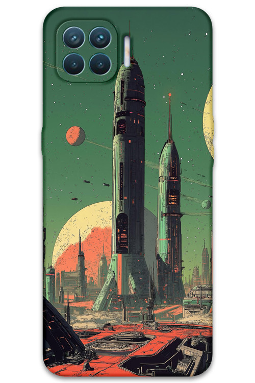 Oppo Reno 4 Lite Uyumlu Uzay Desenli Telefon Kılıfı + Ekran Koruyucu - 5870