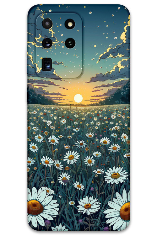 Galaxy S20 Ultra Uyumlu Çiçek Desenli Telefon Kılıfı + Ekran Koruyucu - 5792