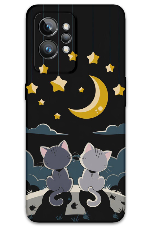 Realme Gt 2 Pro Uyumlu Kedi Desenli Telefon Kılıfı + Ekran Koruyucu - 5809