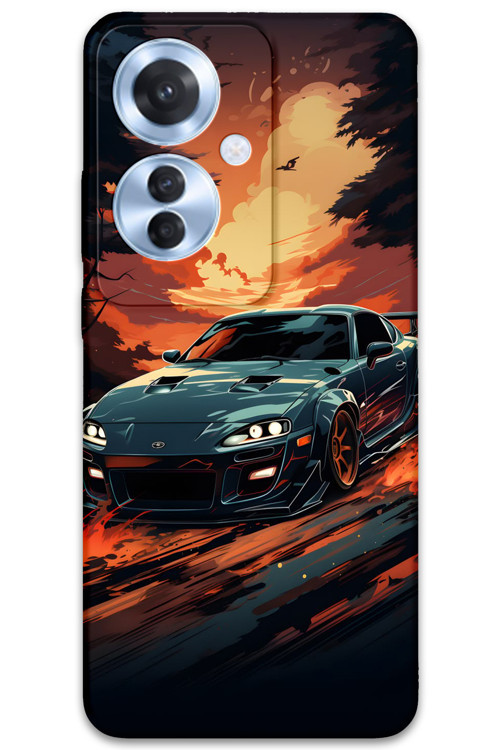 Oppo Reno 11F Uyumlu Araba Desenli Telefon Kılıfı + Ekran Koruyucu - 5766