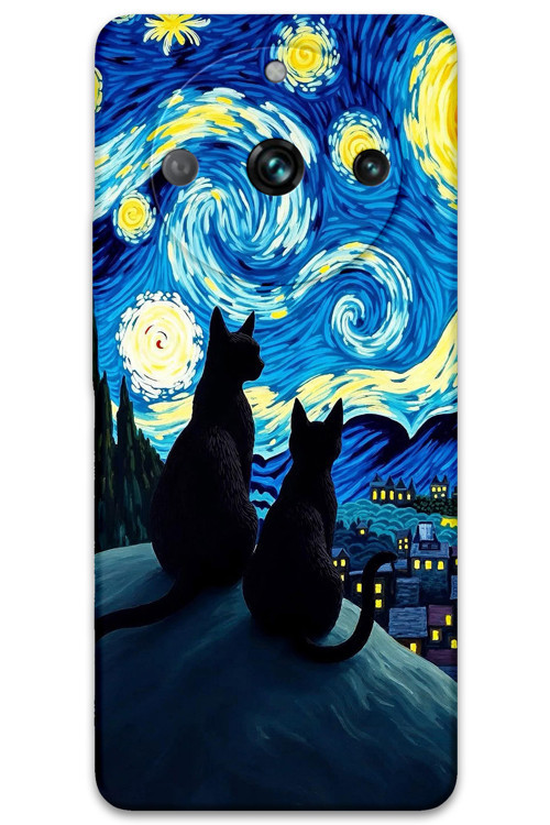 Realme 11 Pro Plus Uyumlu Kedi Desenli Telefon Kılıfı + Ekran Koruyucu - 5782