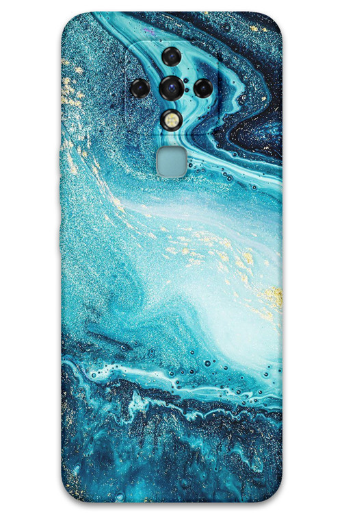 Tecno Camon 16 Uyumlu Mermer Desenli Telefon Kılıfı + Ekran Koruyucu - 5818