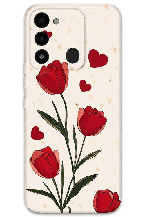 Tecno Spark 8C Uyumlu Çiçek Desenli Telefon Kılıfı + Ekran Koruyucu - 5789