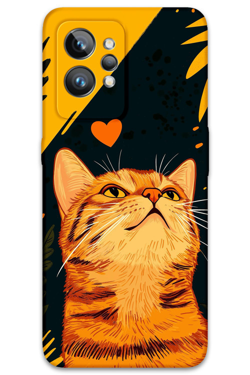 Realme Gt 2 Pro Uyumlu Kedi Desenli Telefon Kılıfı + Ekran Koruyucu - 5783